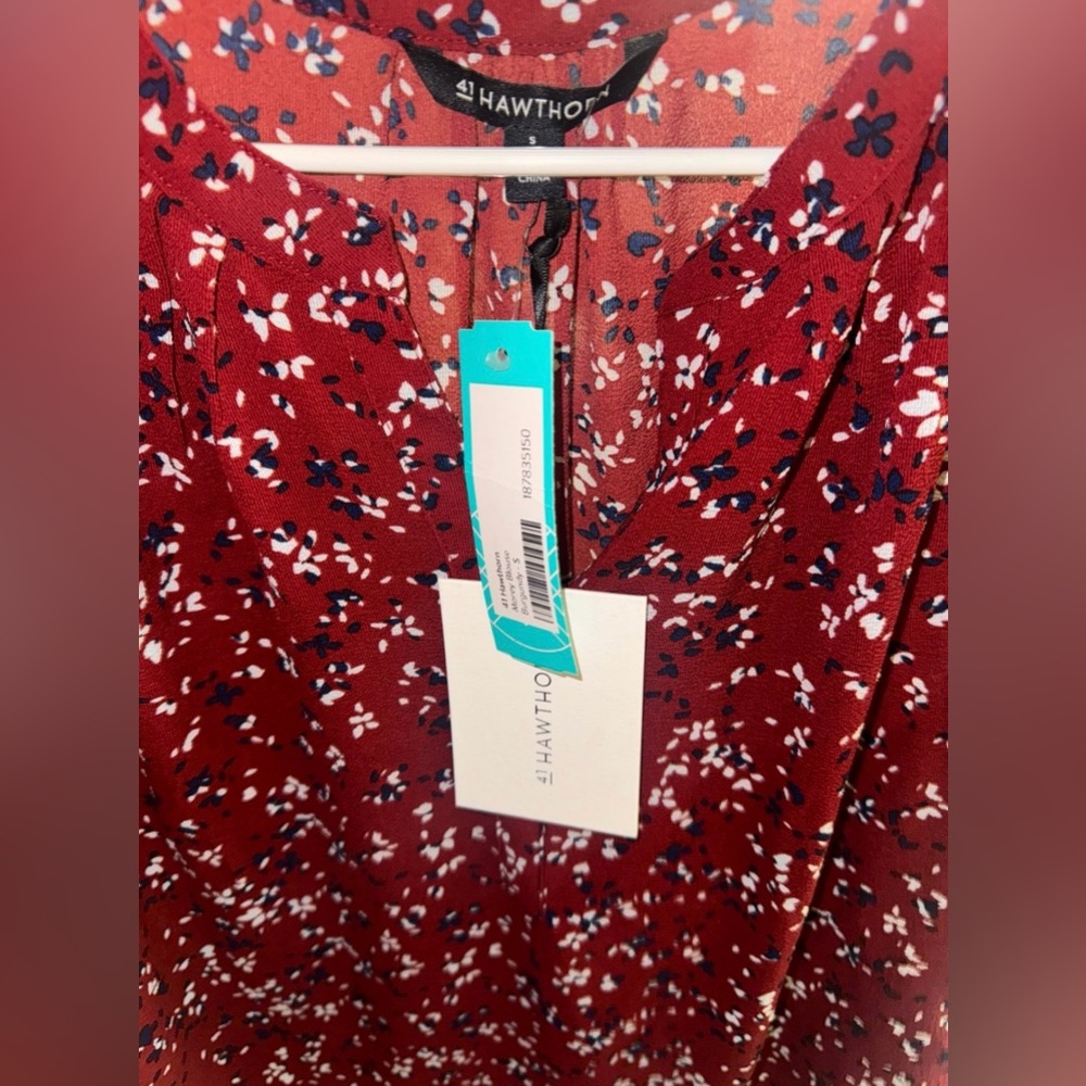 41 Hawthorn Burgundy Floral Blouse
